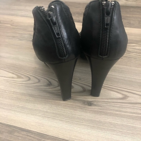 Franco Sarto Diamond Laser Cut Ankle Black Heels - Picture 5 of 8